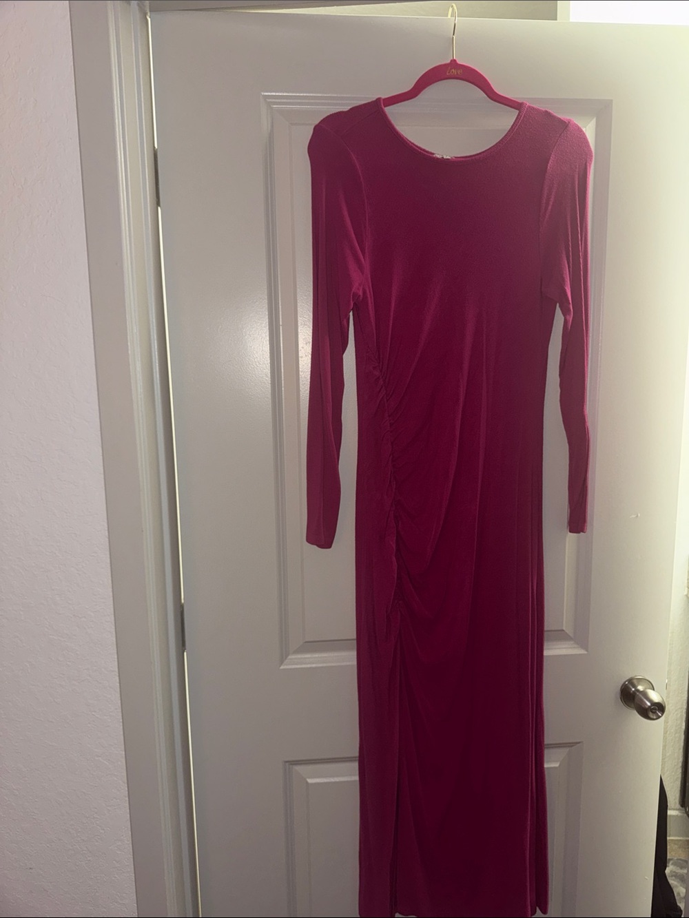 Fashion Nova Long Sleeve Fuchsia Maxi Dress